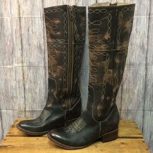 Freebird knee high leather boots embroidered sz 7